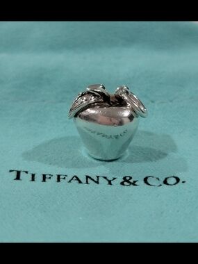 Tiffany & Co. Sterling Silver Apple Charm on Blue